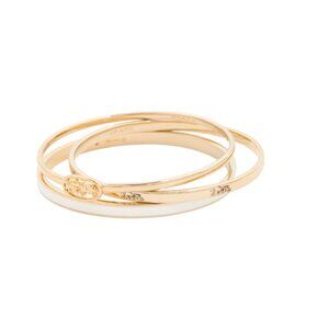 COACH WHITE/GOLD Horse And Carriage Enamel Bangle Bracelet Set